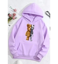 Unisex Boys Bear Baskılı Sweatshirt (Lila)
