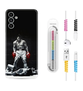 Samsung A23 A31 A32 A50 A51 A52 A53 A70 Kılıf Kablo Koruma Spiral Silikon Moon Baloon 1369