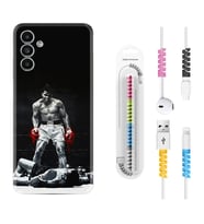 Samsung A23 A31 A32 A50 A51 A52 A53 A70 Kılıf Kablo Koruma Spiral Silikon Moon Baloon 1369
