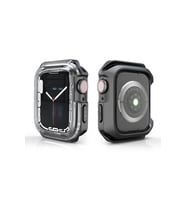 Apple Watch 7 41mm Uyumlu Zore Watch Gard 08 Sert PC + Silikon Koruyucu (Füme)
