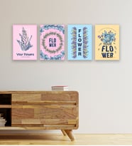 4 Parçalı Flower Tasarımlı Mdf Tablo