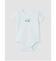 LCW baby Mavi Kısa Kollu Baskılı Erkek Bebek Body