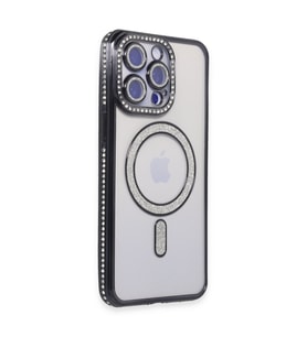 Iphone 14 Kılıf Joke Simli Magneticsafe Kılıf - Siyah