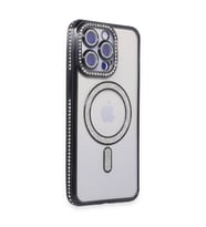 Iphone 14 Kılıf Joke Simli Magneticsafe Kılıf - Siyah