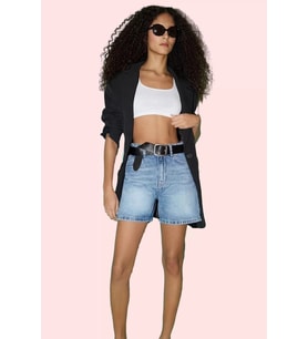 Kadın Denim Şort Geniş Paça Düz Desen Yaz Aylarının Vazgeçilmezi Günlük Kullanım Hafta Sonu (Mavi)