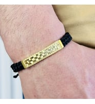 Gümüş Erkek Bileklik 14K Altın Kaplama, El Örgüsü Şık Ve Modern Tasarım (Gold)