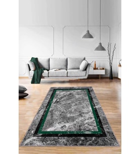 Yeşil Çerçeveli Kaymaz Taban Makinede Yıkanabilir Halı RV108 - 100 x 160 cm