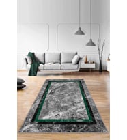 Yeşil Çerçeveli Kaymaz Taban Makinede Yıkanabilir Halı RV108 - 100 x 160 cm