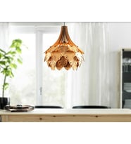 İngiliz Tarzı Çınar Yaprağı Modern Globe Küre Doğal Ahşap MDF 3D Lazer Kesim Rustik Salon Avize