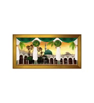 Ravzai Mutahhara Motifli Kanvas Tablo 50 x 70 cm Gold Çerçeve
