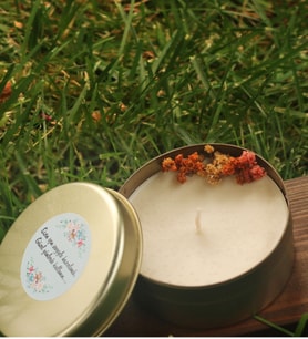 Organik Doğal Vanilya Kokulu Soya Wax El Yapımı Metal Kutulu Mum 100 Cc