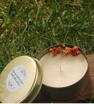 Organik Doğal Vanilya Kokulu Soya Wax El Yapımı Metal Kutulu Mum 100 Cc