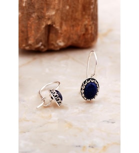 Lapis Lazuli Taşlı Mini Elişi Gümüş Küpe 6992