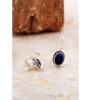 Lapis Lazuli Taşlı Mini Elişi Gümüş Küpe 6992