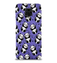 Xiaomi Redmi Note 9 Pro Uyumlu Lansman Kılıf Panda Tasarımlı İçi Kadife Kapak-Mor (Şeffaf)