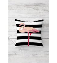 Flamingo Desenli Çift Tarafı Baskılı Gizli Fermuarlı Yastık Kılıfı Kırlent Koltuk Yastık Kılıfı (Siyah)