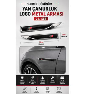 FR Metal Damla Desen Çamurluk Yan Çıtası Logo Amblem 2’li Set 15 CM