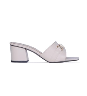 Ayakcenter By13 Ayışığı Kadın 6Cm Topuklu Terlik (Krem)