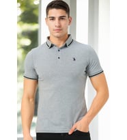 T9586 DEWBERRY ERKEK POLO YAKA T-SHIRT-GRİ