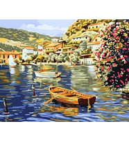 Sahil Kasabası 3 Sayılarla Boyama Seti 60x75 cm (Tuvale Gerili)