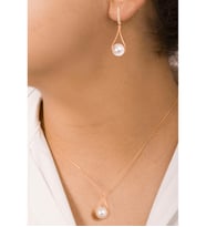 Kadın İnci 2'li Takı Seti 10mm - Gümüş Hediyelik Takım (Rose)