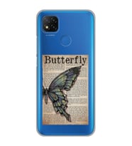 Xiaomi Redmi 9C / 10A Uyumlu Butterfly Tasarımlı Şeffaf Telefon Kılıfı