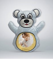 BK Gift Kişiye Özel İsimli Fotoğraflı Mavi Ayıcık Yastık-3