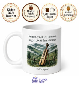 Karadeniz Uşaklarına Özel Kemençe ve Yayla Temalı Hediyelik Kupa Bardak