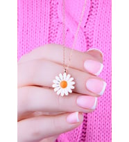 Mineli Papatya 925 Ayar Gümüş Kolye Rose