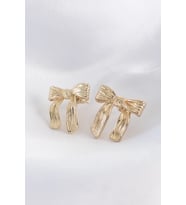 Pirinç Gold Renk Çizgi Detay Fiyonk Küpe - TJ-BKP8934