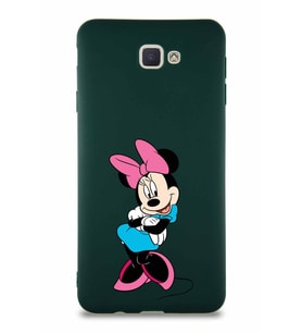 Samsung Galaxy J7 Prime 2 Soft Premier Kapak Minnie Mouse-D Tasarımlı Silikon Kılıf - Yeşil (Şeffaf)