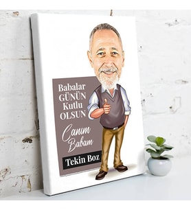İlham Kaynağım Babam Karikatürlü Kanvas Tablo