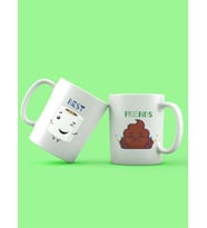 Best Friends Tuvalet Kağıtlı Tasarım 2'li Kupa Seti (Beyaz)