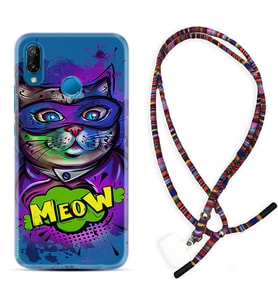 Huawei P20 Lite Mate 10 20 Lite Pro P40 Lite KılıfBoyun Asklı Rasta Silikon Super Meow 1715