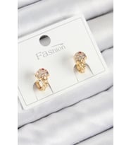 Pirinç Zirkon Taşlı Dondurma Model Gold Renk Çocuk Küpe