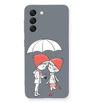 Samsung Galaxy S21 FE Uyumlu Lansman Kılıf Aşk Tasarımlı İçi Kadife Kapak-Gri (Şeffaf)