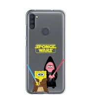 Samsung Galaxy M21 Uyumlu Sunger Bob Star Wars Desenli Şeffaf Telefon Kılıfı