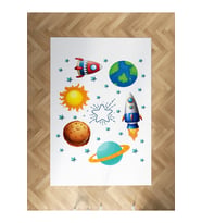 MEKTA HOME BEBEK VE ÇOCUK ODASI Gezegen ve Space X Desenli Halı