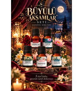 Büyülü Akşamlar Seti 5’li Esansiyel Koku Yağı – Difüzör ve Buhurdanlık Esansı