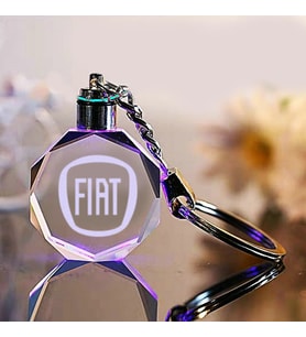 Fiat Logolu 2d Patlatma Kristal Led Işıklı Anahtarlık, Araba Anahtarlığı