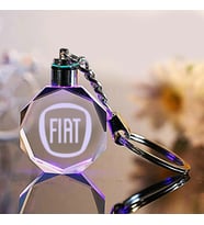 Fiat Logolu 2d Patlatma Kristal Led Işıklı Anahtarlık, Araba Anahtarlığı