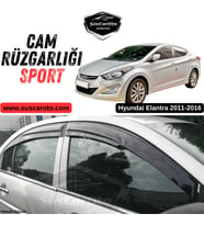 Hyundai Elantra 2011-2016 Uyumlu Mugen Cam Rüzgarlığı Seti Piano Black 4'lü İthal Parlak Siyah