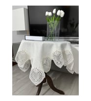 Fransız Dantelli Keten Fiskos, Gardenya Kumaş Fiskos 100x100cm