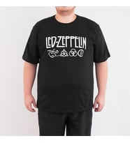 Bant Giyim - Led Zeppelin 4XL Büyük Beden Siyah Erkek Tişört (Siyah - Beyaz)