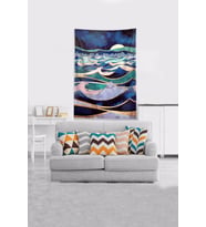 Mor Butterfly Kelebek Leke Tutmaz Kadife Kumaş Duvar Örtüsü Duvar Halısı Tapestry (Lacivert-Sarı)