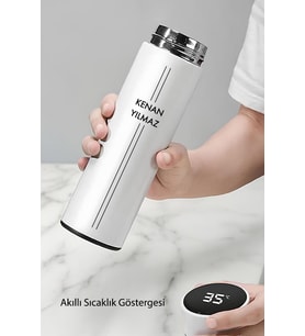 Kişiye Özel Tasarımlı İsim Detaylı Dereceli Termos- Doğum Günü Hediyesi