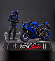 Ride Soul Erkek Motosikletçi Figürü Mavi Siyah Diorama 3D Baskı Motor Hediyesi