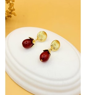 Kızıl Işıltılı Gold Küpe