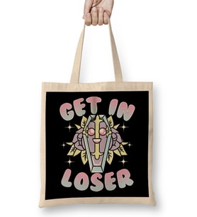Aesthetic Funny Get In Loser Coffin Kawaii Goth Bez Çanta Uzun Saplı