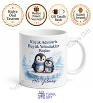 Penguen Temalı Baskılı Kupa Bardak Hediye Sevimli Penguen Desenli Porselen Mug